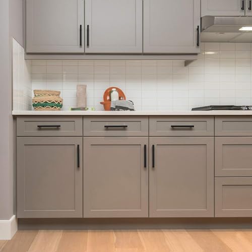 Ravinte 10 Pack 6-3/8 inch Cabinet Pulls Matte Black Stainless Steel Kitchen Cupboard Handles Cabinet Handles 4” Hole Center - size: 6.3 Inch (4 Inch Hole Center)