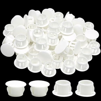 1/2 In/13 mm Plastic Plugs for Round Holes, White Screw Hole Cover Panel Plugs Snap in Locking Hole Tube Electrical Box Knockout Seal Furniture Cabinet Pipe Insert End Caps, 50PCS - style: 13mm (1/2")