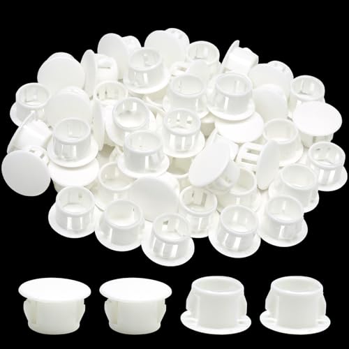 1/2 In/13 mm Plastic Plugs for Round Holes, White Screw Hole Cover Panel Plugs Snap in Locking Hole Tube Electrical Box Knockout Seal Furniture Cabinet Pipe Insert End Caps, 50PCS - style: 13mm (1/2")