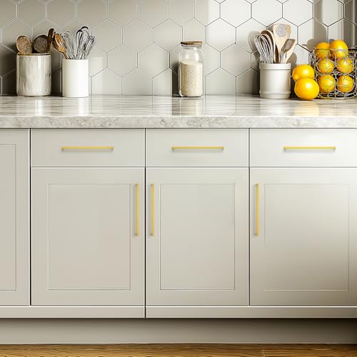 JOY DECOR 2 Pack Gold Cabinet Handles, 10 Inch Hole Center Cabinet Pulls – Square Stainless Steel Kitchen Knobs for Drawers, Dressers, Cupboards & Vanities - size: 10 Inch Hole Center