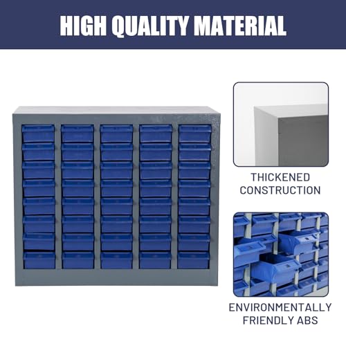 biosp 40 Drawers Bolt and Nut Tool Storage Cabinet Parts Cabinet Hardware Organization Shelves Bolts Bin Tool with ABS Material Drawer Label Stickers for Tool Hardware Storage, Grey