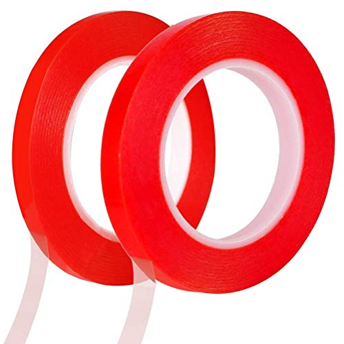 Pimoys 2mm / 3mm x 25m Double Sided Phone Adhesive Tape, 2 Rolls Heat Resistant High Adhesion Transparent Acrylic Tape, LCD Screen Sticker for Cell Phone Touch Screen Repair - size: 5mm/10mm