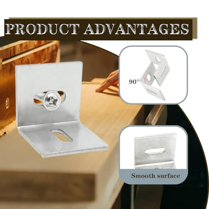 Table Top Fasteners,20 Pack Z Clips for Table Tops Included 60 pcs Screws,Adjustable Corner Braces for Wood Table Tops,Which L Brackets Use on Wood Table as Countertop Fasteners