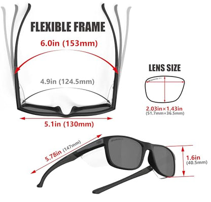 HTS HUNTERSKY TR90NZZ Safety Glasses with Side Shield Small Size Women Men ANSI Z87 Anti Fog Scratch Resistant Lab Pickleball - color: Black/Gray 2 Pack