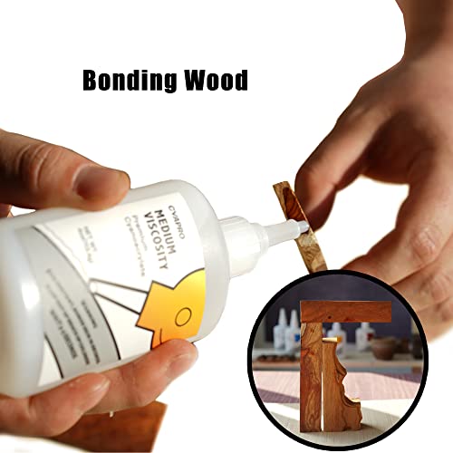 Professional Grade CA Super Glue by CYAPRO, High Performance Adhesive 4 oz, Medium Viscosity Cyanoacrylate Adhesive for Plastic, Ceramic, Wood, Metal, Glass, Rubber & DIY Crafts, Clear, 4 ounce - size: 4 Ounce
