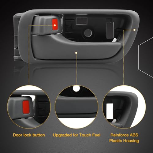 Interior Door Handles Set 4PCS, Front & Rear Inside Left Driver & Right Passenger Side Grey Handle With Door Lock Button, Compatible with Toyota Camry 2002-2006,Replaces# 69206AA021B2 69205AA021B2