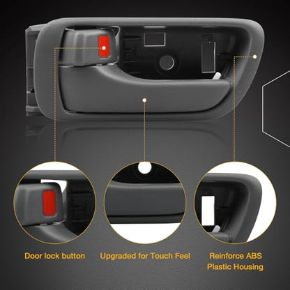 Interior Door Handles Set 4PCS, Front & Rear Inside Left Driver & Right Passenger Side Grey Handle With Door Lock Button, Compatible with Toyota Camry 2002-2006,Replaces# 69206AA021B2 69205AA021B2