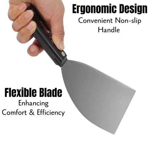 Bates 6 Inch Flexible Drywall Spackle Knife - Paint & Metal Scraper, Wall & Putty Scraper - color: Black, size: 6 Inch