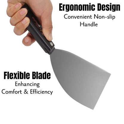 Bates 6 Inch Flexible Drywall Spackle Knife - Paint & Metal Scraper, Wall & Putty Scraper - color: Black, size: 6 Inch