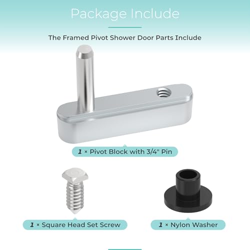 Shower Door Pivot Block with 3/4" Pin for Framed Swing Shower Doors, Shower Door Hinge Pin Kit Fits Framed Swing Door Replacement Pivot Bracket, Glass Door Replacement Parts