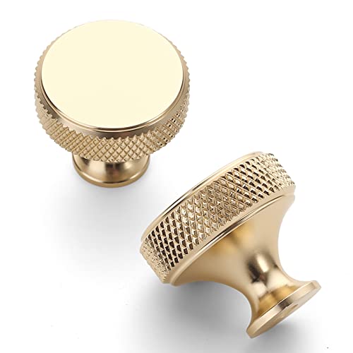 Amerdeco 10 Pack Gold Knurled Cabinet Knobs Kitchen Cabinet Handles for Drawer Dresser, Cupboard and Wardrobe ZH0036 - color: Gold