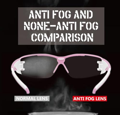 HTS HUNTERSKY Super Flexible Lightweight Anti Fog Wrap-Around U6 Clear Shooting Safety Glasses with ANSI Z87.1 Scratch Resist - color: Light Pink / Clear (1 Pack)