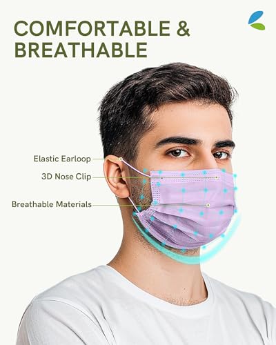 FriCARE Face Masks Disposable for Adults, 4 Ply ASTM Level 3, Individually Wrapped Mask for Allergy Protection, 100 Pack, Crown Elegance - color: Crown Elegance