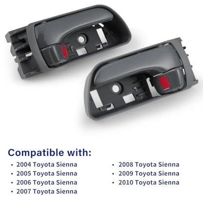 2Pcs Interior Door Handles for Toyota Sienna 2004-2010,Replaces 69206-AE010 69205-AE010, Gray - color: Gray