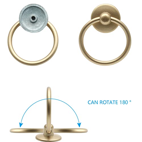 5Pcs Gold Ring Drawer Pulls, Brass Cabinet Ring Handles Drop Knobs Single Hole Dresser Pulls for Furniture Cupboard Closet Kitchen Door(1" x 2") - color: Gold