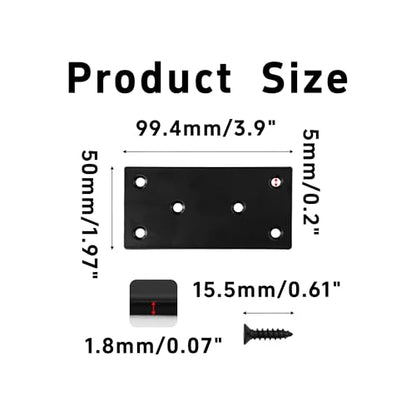4PCS 4 x 2 inch Flat Straight Brace Brackets, Mending Plates for Furniture Shelf Support Corner Joint Repair - size: 4 x 2 inch