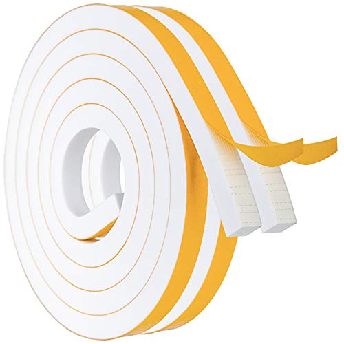 Foam Strips with Adhesive High Density Weather Stripping Neoprene Foam Tape for Doors Windows Insulation, 1/2" Wide X 1/2" Thick, 6.5 Ft X 2 Rolls, Total 13 Feet - color: White, size: 1/2 In x 1/2 In x 13Ft