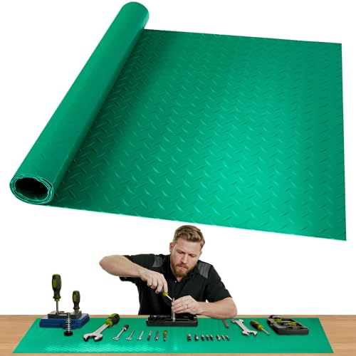 Workbench Mat, PVC Work Bench Mat with Non-Slip Texture, 2mm Thick Scratch & Stain Resistant Surface for Painting, Woodworking, Crafting, Building and Tool Protection (Green, 23.62" x 94.49") - color: Green, size: 23.62" x 94.49"