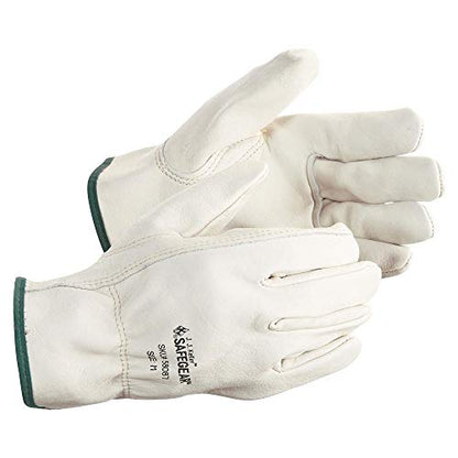 J. J. Keller & Associates, Inc. SAFEGEAR Cowhide Leather Work Gloves with Keystone Thumb - color: White (Pack of 3), size: XX-Large (Pack of 3)