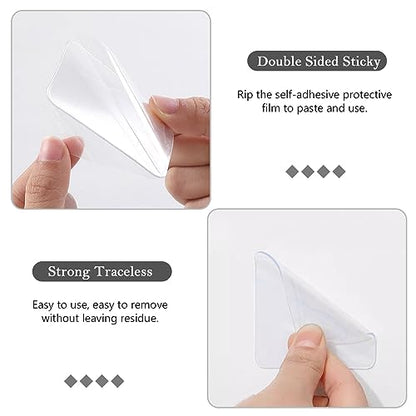 Medsuo 10pcs 2.4" Clear Double Sided Adhesive Pads for Mounting Waterproof Double Sided Sticker Super Strong Heavy Duty Washable Sticky Patch Walls Hanging Nano Gel for DIY Craft Home Office