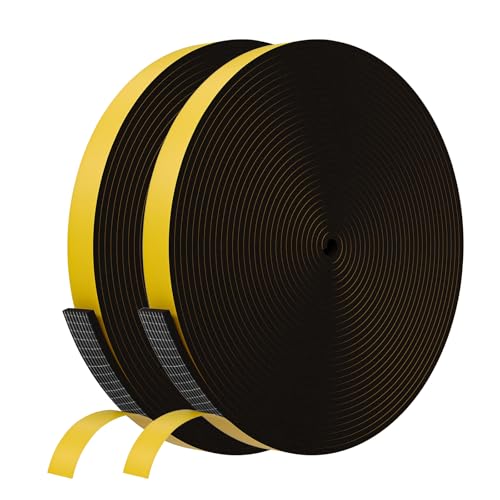 Weather Stripping Door Seal Strip,Black Weatherproof Foam Tape Insulation for Sliding Door, Front Door Frame, Windows (1/2 in x 1/8 in x 65.6Ft) - color: Black, size: 1/2Inx1/8Inx65.6Ft