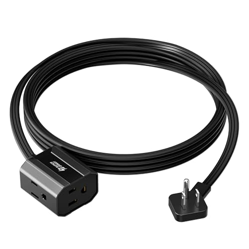 Extension Cord 10ft SUPERDANNY Mini Power Strip Ultra Right Angled Flat Plug for Tight Spaces,Indoor Extension with 3 Outlets,for Office Home Appliances,Non Surge Protector for Travel Cruise,Black - color: Black, size: 10 FT, style: Extension Cord