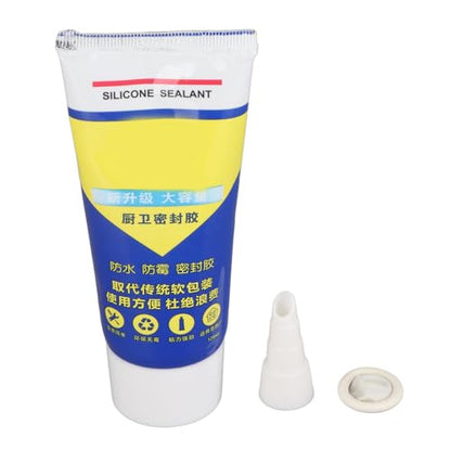 Sealant Water Caulk Adhesive for Bathroom Kitchen Basement Indoor Use with ABS Glass Ceramic Wood Aluminum Stainless Steel (White) - size: White