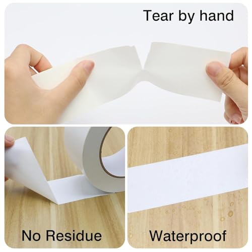 Duct Tape White 2 Inches x 30 Yards, No Residue, Waterproof, Tear by Hand, Heavy Duty, Strong Adhesive White Duct Tape for Repairs, Industrial, Professional Use - color: White