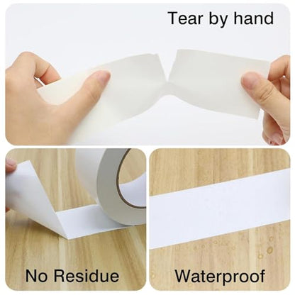 Duct Tape White 2 Inches x 30 Yards, No Residue, Waterproof, Tear by Hand, Heavy Duty, Strong Adhesive White Duct Tape for Repairs, Industrial, Professional Use - color: White