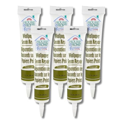 Red Devil 0878 Wallpaper Adhesive, House & Home Restore Premium Wall Paper Seam Repair Glue/Paste, Pack of 5, 5 oz. - style: 5 - Pack