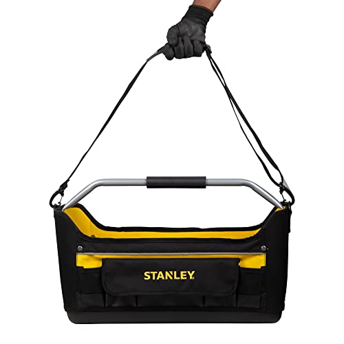STANLEY Open Tool Bag Tote, Waterproof Base, Multi-Pockets Storage Organiser with Shoulder Strap, 22 Inch, 1-70-319 - size: 20 Inch Open Tote Bag