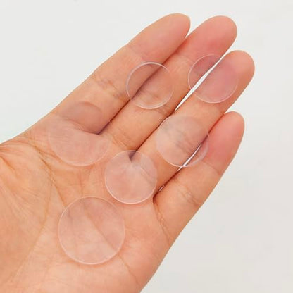 30 Pcs Clear Glass Table Top Anti Slip Pads, 3 Sizes, 18mm/0.7" 20mm/0.8" 25mm/1" Glass Table Top Bumpers Protectors, Non Adhesive Rubber Grippers Glass Bumpers for Under Glass, 3mm Thickness,Round