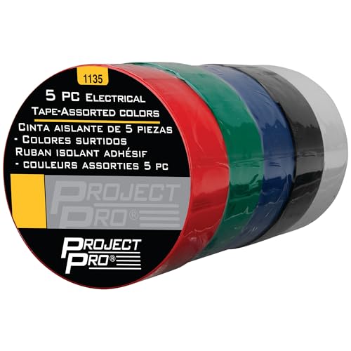 Performance Tool 1135 Electrical Tape Set - Red, Green, Blue, Black and White Electrical Tape, 5 Pack - size: Electrical Tape 5pc