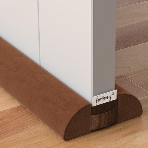 fowong Door Draft Stopper 36 Inch Soundproofing Draft Stoppers Seal for Interior Exterior Doors, Adjustable Under Door Gap Filler, Brown - color: Brown, size: 36in