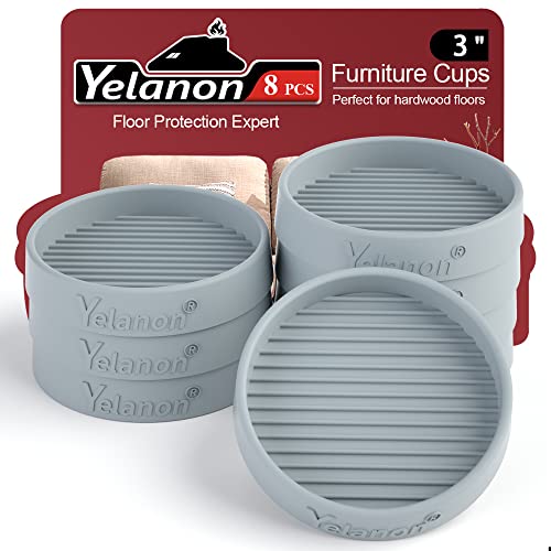 Yelanon Furniture Coasters - 8 Pcs 3”Round Furniture Caster Cups Non Slip Pads Hardwoods Floors Non Skid Furniture Grippers Rubber Furniture Feet Anti Slide Floor Protector for Bed Couch Stoppers Gray - color: 8pcs3"round Gray