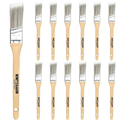 King Origin 1 Inch Angled Paint Brushes - 12 Pcs, Small Paint Brush Set with Ultra-Dense Soft Bristles for Trim & Detail Work - Edge Painting Tool - size: 1 Inch, 12 Pack