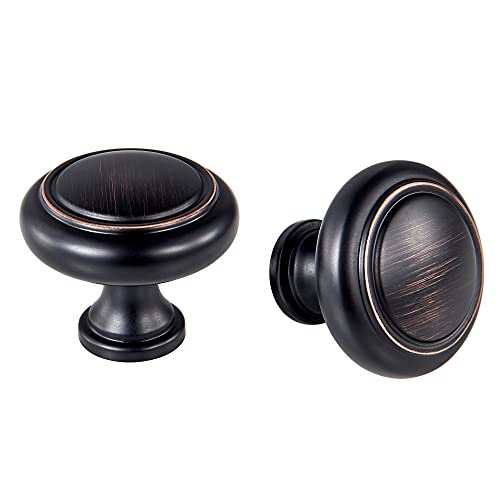 Round Knobs and Pulls - 20 Pack / 1.4 Inch(36mm), Brushed Nickel, Trendy Cabinet Nobs for Kitchen, Vanity, TV Cabinets, Office Furniture Handles - color: Oil Rubbed Bronze