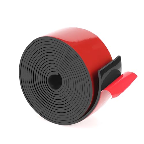 HooTown Adhesive Solid Rubber Strips, 2” Wide x 1/8" Thick x 120" Long Self Neoprene Rubber Sheets Rolls with Adhesive Backing for DIY Gaskets, Pads, Sealing, Liner, Weather Striping, Seals, Red - color: 1/8" Thick Adhesive, size: 2” W x 120" L