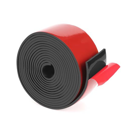 HooTown Adhesive Solid Rubber Strips, 2” Wide x 1/8" Thick x 120" Long Self Neoprene Rubber Sheets Rolls with Adhesive Backing for DIY Gaskets, Pads, Sealing, Liner, Weather Striping, Seals, Red - color: 1/8" Thick Adhesive, size: 2” W x 120" L