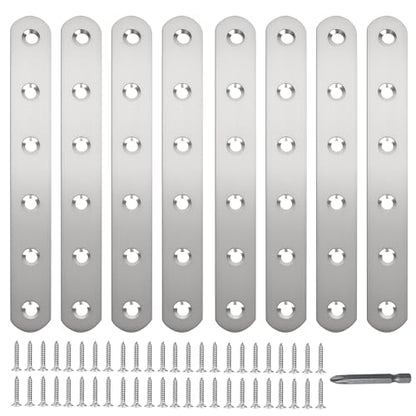 8 Pack Straight Brace,Flat Brace 6.1” x 0.75”,Stainless Steel Flat Metal Braces,Repair Bracket with Screws - size: 156mm/8 Pcs
