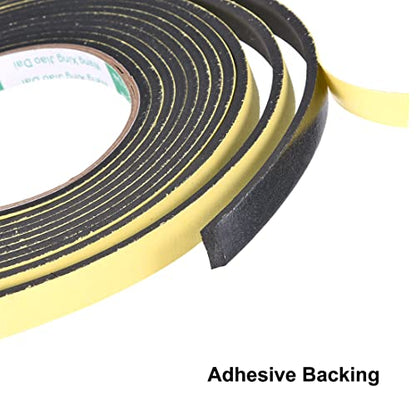 uxcell Sealing Foam Tape 10mm Wide 3mm Thick 4m/13ft Long, Self Adhesive Weather Strip for Window Door Insulation, Pack of 2 - size: 10mmx3mmx4m