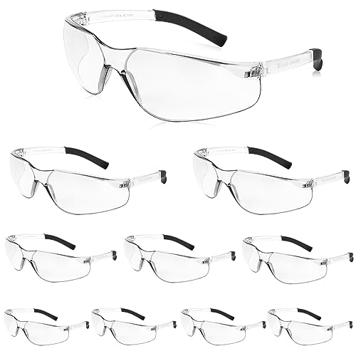 Salfboy Clear Safety Glasses Bulk of 10 ANSI Z87.1 Protective Eyewear Scratch-Resistant for Work, Lab, Construction - color: 10 Clear