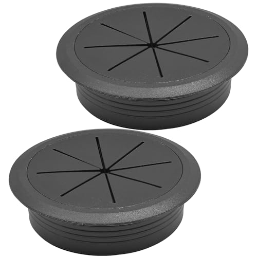 Desk Grommet 2-3/8" (60 mm), Desk Hole Cover for Cables Black, Cable Grommet ABS Plastic, Desk Hole Grommet for Office and Home Table Cable, Detachable & Flexible Cable Cord Organizer-2 Pcs - size: 2-3/8"(60 mm)-2Pcs, style: Black