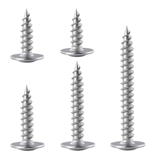 Wensilon(95 pcs)#8 Phillips Truss Head Wood Screws Stainless Steel 410 Quick Metal Self Tapping with Drywall Plastic Anchors Assortment Kit - size: Ss410 Phillips Truss Head Wood Screws