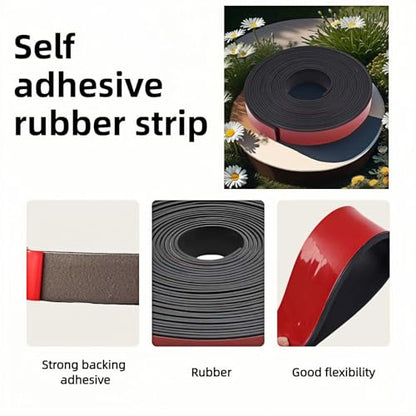 1" x 1/8" Thick Self-Adhesive Rubber Strip - Heavy Duty Weather Stripping,Soundproofing,Anti-Slip Tape for Doors,Vibration Proof for HVAC,Electrical Cabinet，Windows,Cars,Flooring (10ft Black)