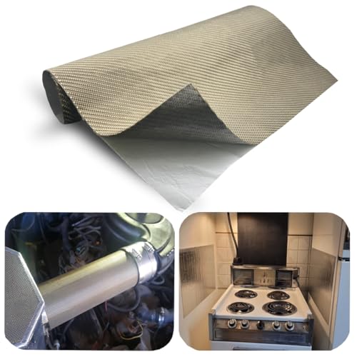 Titanium Adhesive Backed Exhaust Heat Shield tape for Wall Behind Grill 2500 Degrees High Temp Protection Material Thermal Barrier Blanket Mat (12'' X 12'') - size: 12'' X 12''