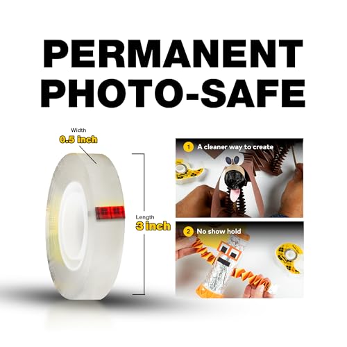 Scotch Double Sided Tape, Permanent Photo-Safe Adhesive, Clear, 1/2 inch x 500 inches per Roll, 10 Rolls (5 Packs of 2) – Scrapbooking, Crafts and Office Supplies - size: 10 Rolls