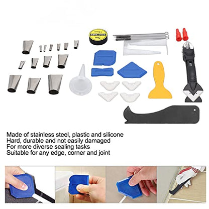 Caulking Finishing Tool Kit Caulk Remover Tool Stainless Steel Silicone Sealant Caulk Grout Remover Scraper with Accessories