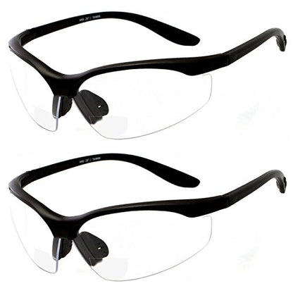 grinderPUNCH ANSI Z87 Bifocal Safety Reading Glasses Impact Resistant Magnifying Readers w/Diopter Bifocal Magnifying Glass - size: Diopter +3.00