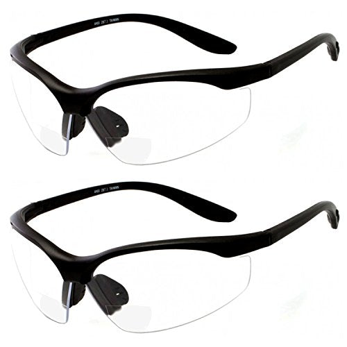 grinderPUNCH ANSI Z87 Bifocal Safety Reading Glasses Impact Resistant Magnifying Readers w/Diopter Bifocal Magnifying Glass - size: Diopter +3.00